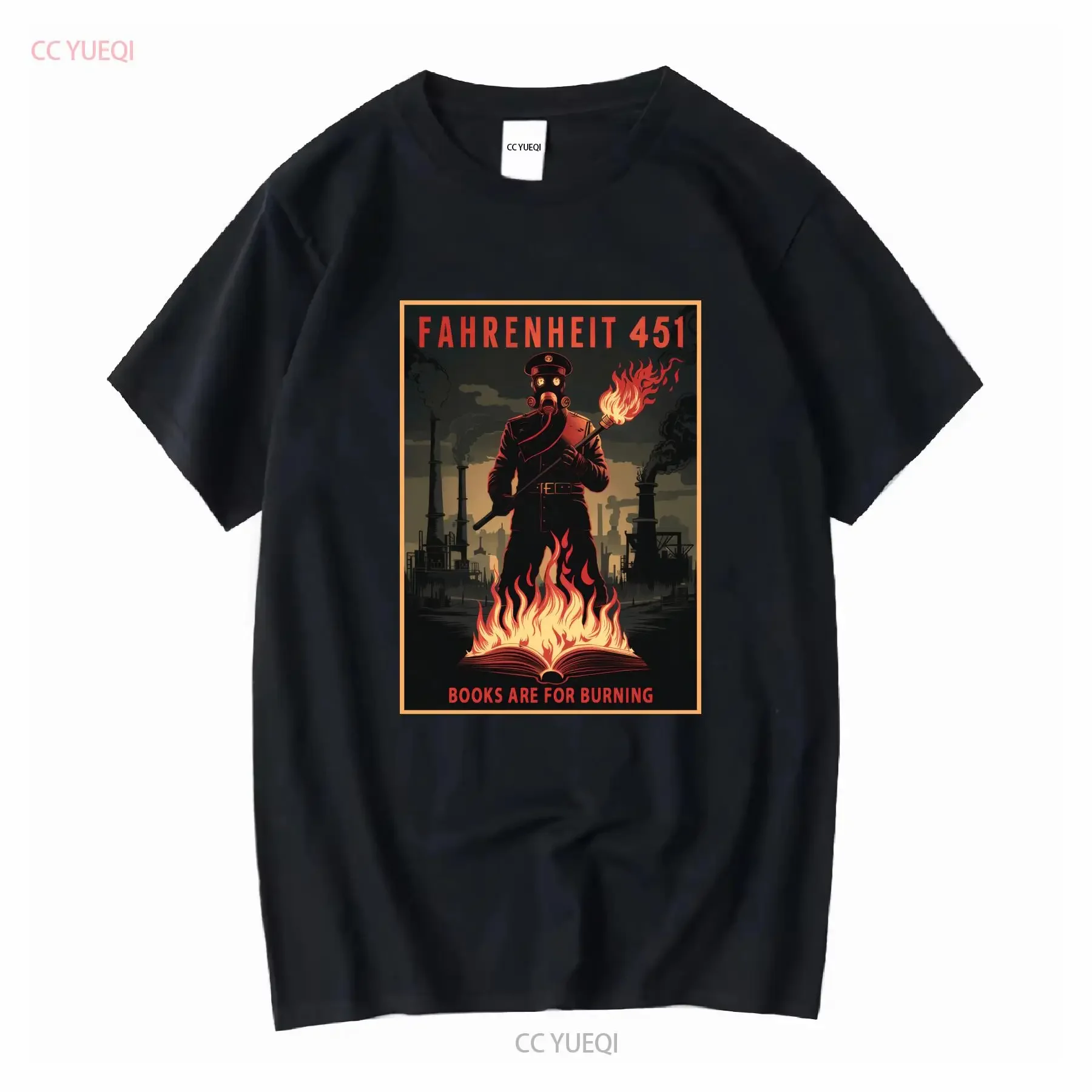 Fahrenheit 451 Books Are For Burning T Shirt Dystopian Future Sci Fi Fans Soft Cotton long or short sleeves vintage Washed