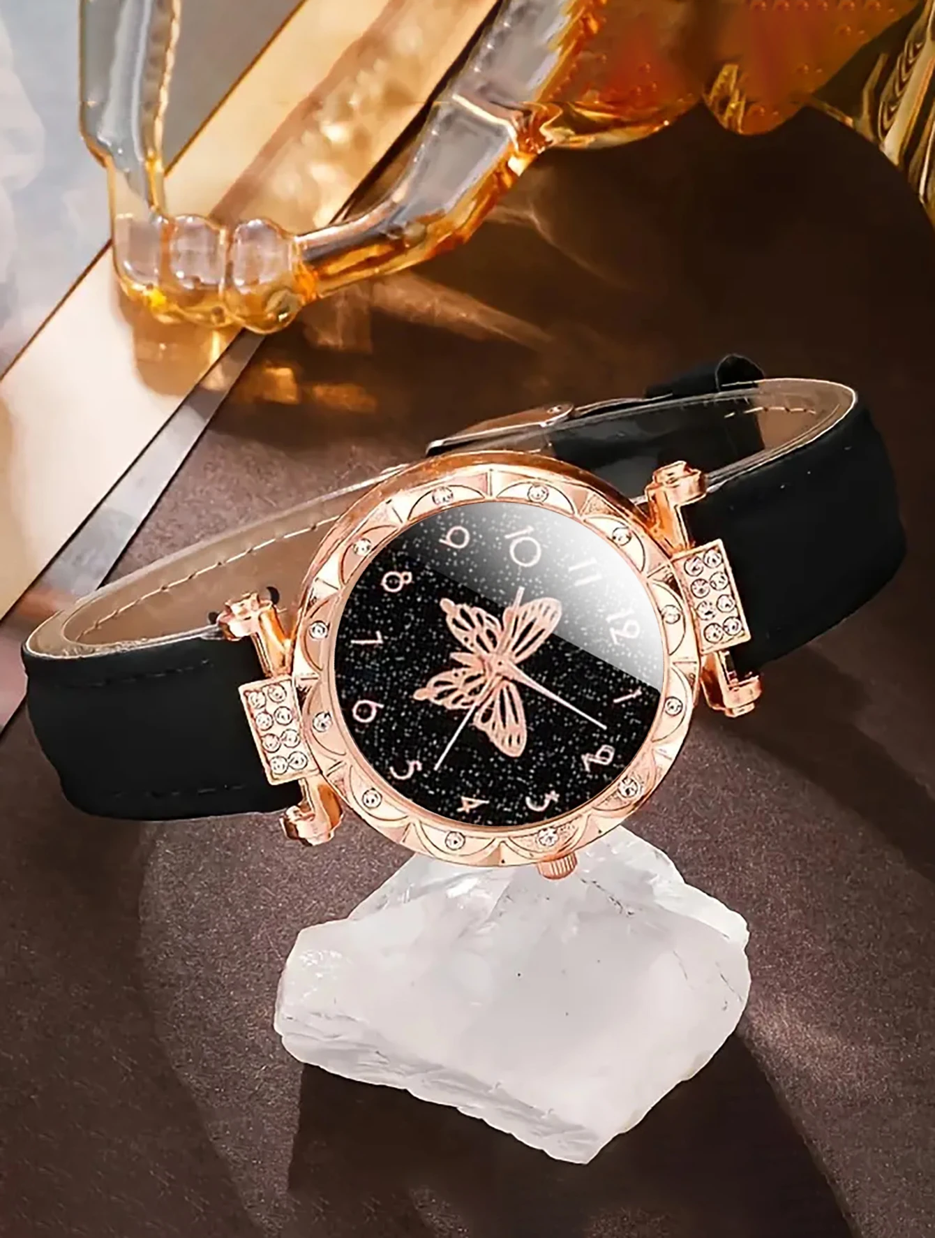 6pcs Fashion Trend Watch Luxury Women\'s watch Quartz watch Diamond Fashion women\'s watch with butterfly jewelry set