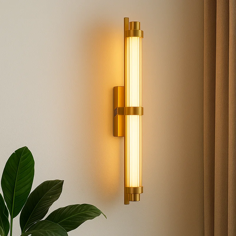 Light luxury medieval long strip wall lamp, minimalist postmodern living room background wall lamp, hotel villa corridor lamp