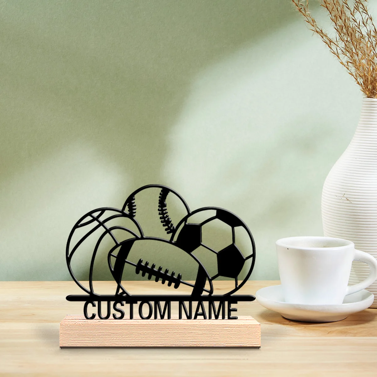 1pc Cartoon Personalized Custom Ball Botanical Wooden Base Desk Art for Nature Lovers Office Zen Calm Spaces Wedding Decorations