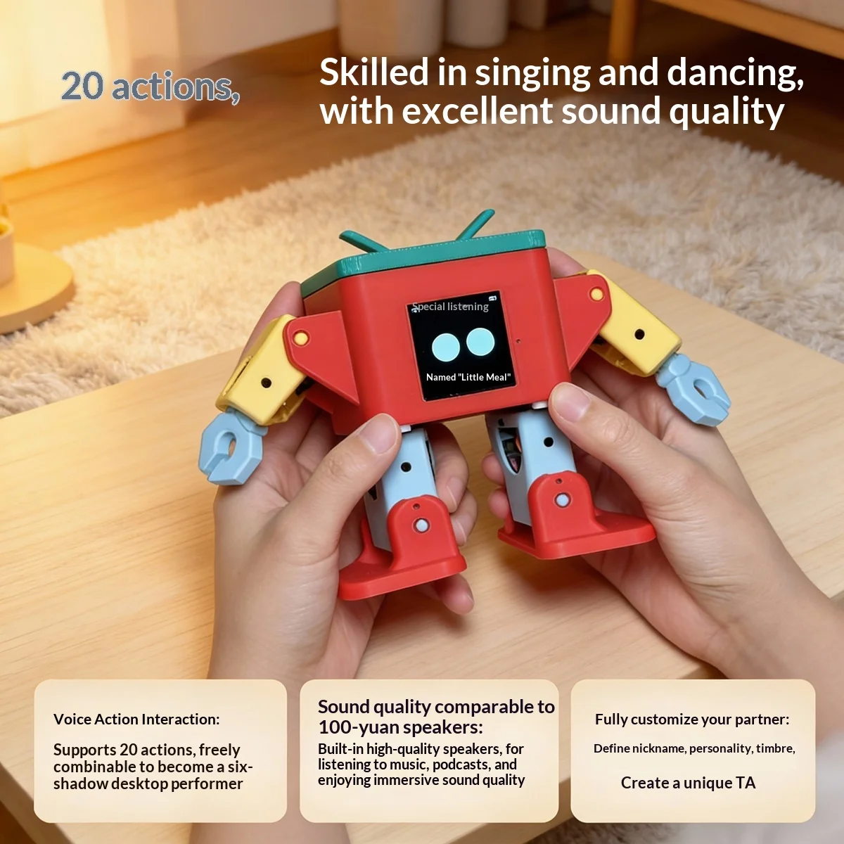 روبوت أوتو المكتبي المدعوم بالذكاء الاصطناعي من ديب سيك مع ميزات الموسيقى والرقص والتفاعل الصوتي، هدية مثالية لجميع الأعمار والمعجبين