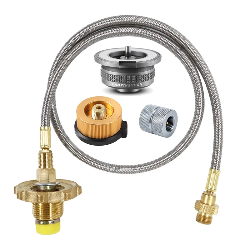 아시안 캠핑 가스 스토브 프로판 리필 어댑터, 버너 LPG 플랫 실린더 탱크 커플러 컨테이너 어댑터, 내구성 있는 금속 튜브 절약