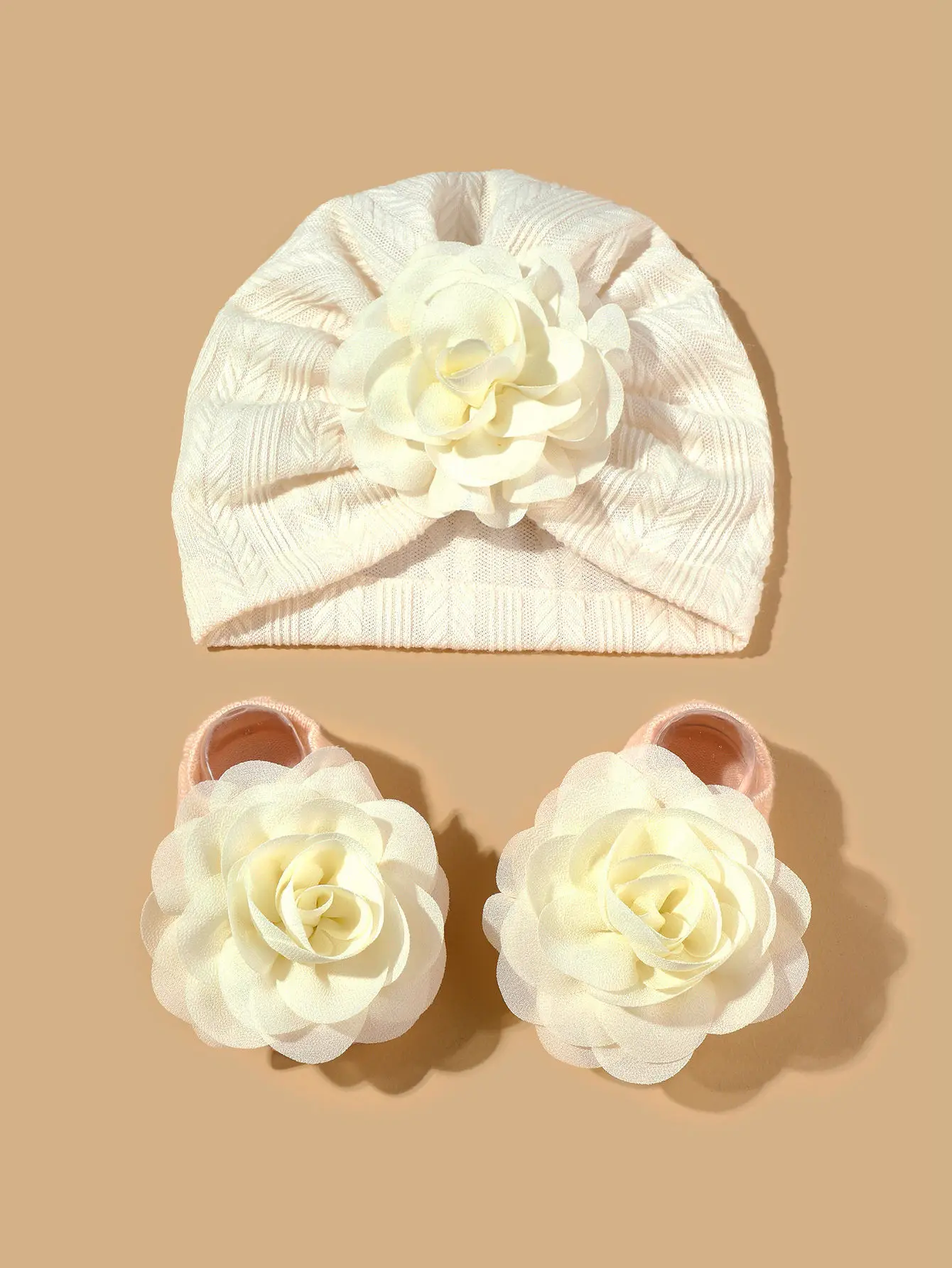 2pcs Newborn Baby Hat Set Spring Baby Girl Boy Turban Hat With Socks Flower Infant Beanies Cap Girl Headwraps Accessories