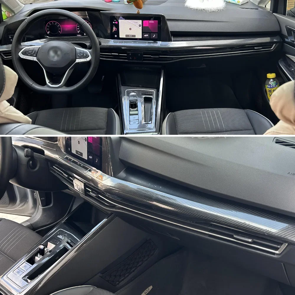 

Car-Styling Carbon Fiber Car Interior Center Console Color Change Molding Sticker Decals For Volkswagen Golf 8 2021-2023