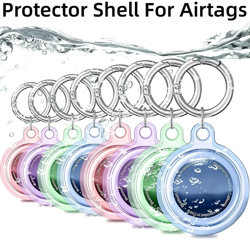 Clear TPU Case For Apple Airtag Protective Case With Keychain Anti-Lost Case Waterproof Transparent Cover For Pets Cats Dog Keys
