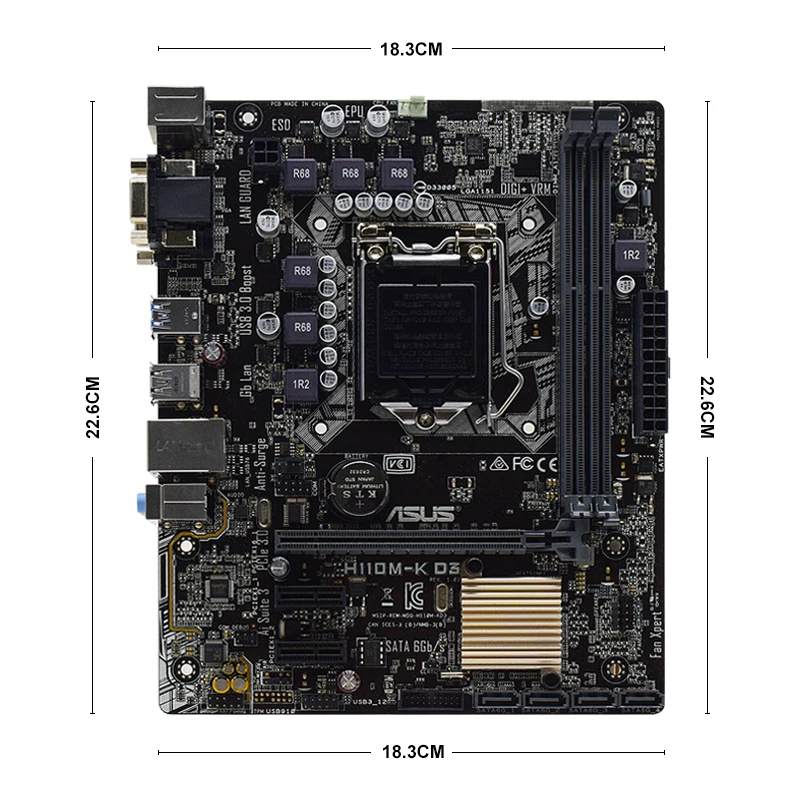 ASUS H110M-K D3 Motherboard LGA 1151Intel H110 DDR3 32GB Micro ATX support Core i3-7100 6400 6500 7600 7700 6500 G4560 cpu