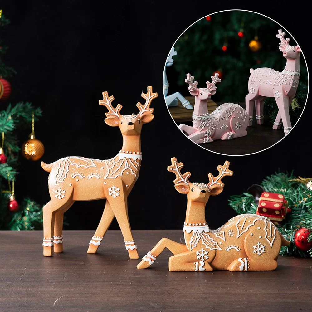 

New Resin Reindeer Christmas Decor‌ – Handmade Tabletop & Shelf Ornament, Festive Holiday Decor for Home & Office