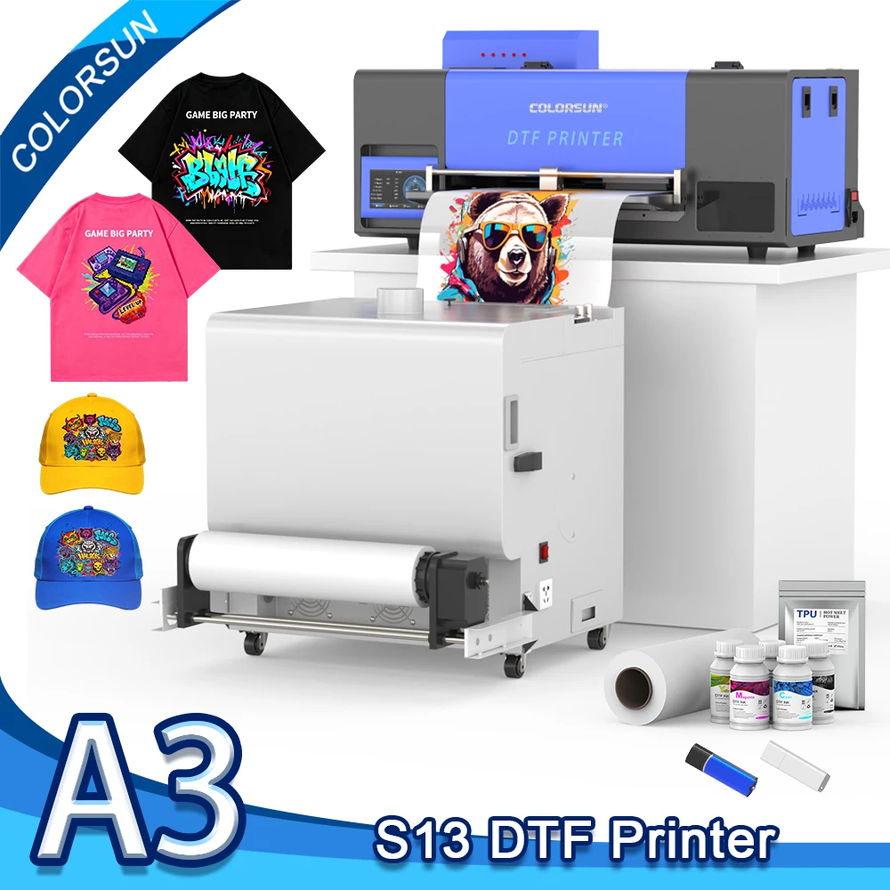 

Colorsun A3 DTF Printer Machine With XP600 Impresora A3 DTF Printer Bundles For T-Shirt Hoodies All Fabric T-Shirts Printer