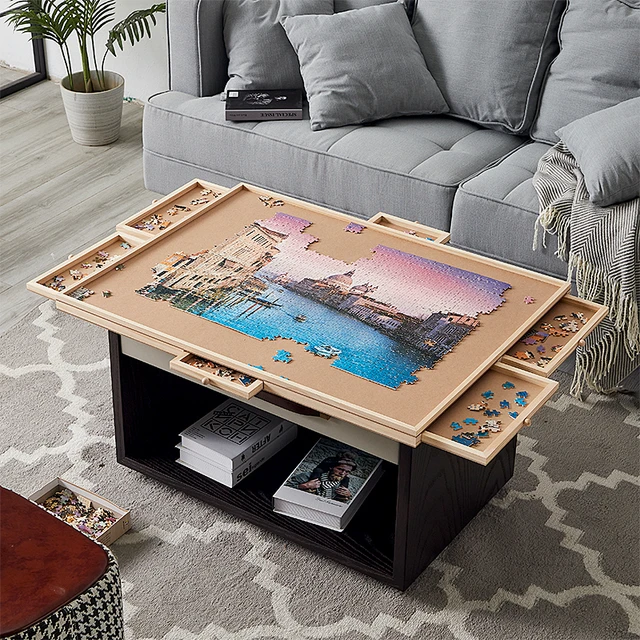 Wooden Puzzle Table Storage Belt Drawer Puzzle Table