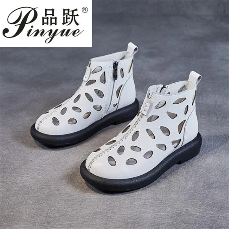 

Женские ботинки, летние дышащие сетчатые ботинки, женские летние ботильоны на плоском каблуке, модные короткие ботинки в стиле ретро из натуральной кожи, размеры 35-40