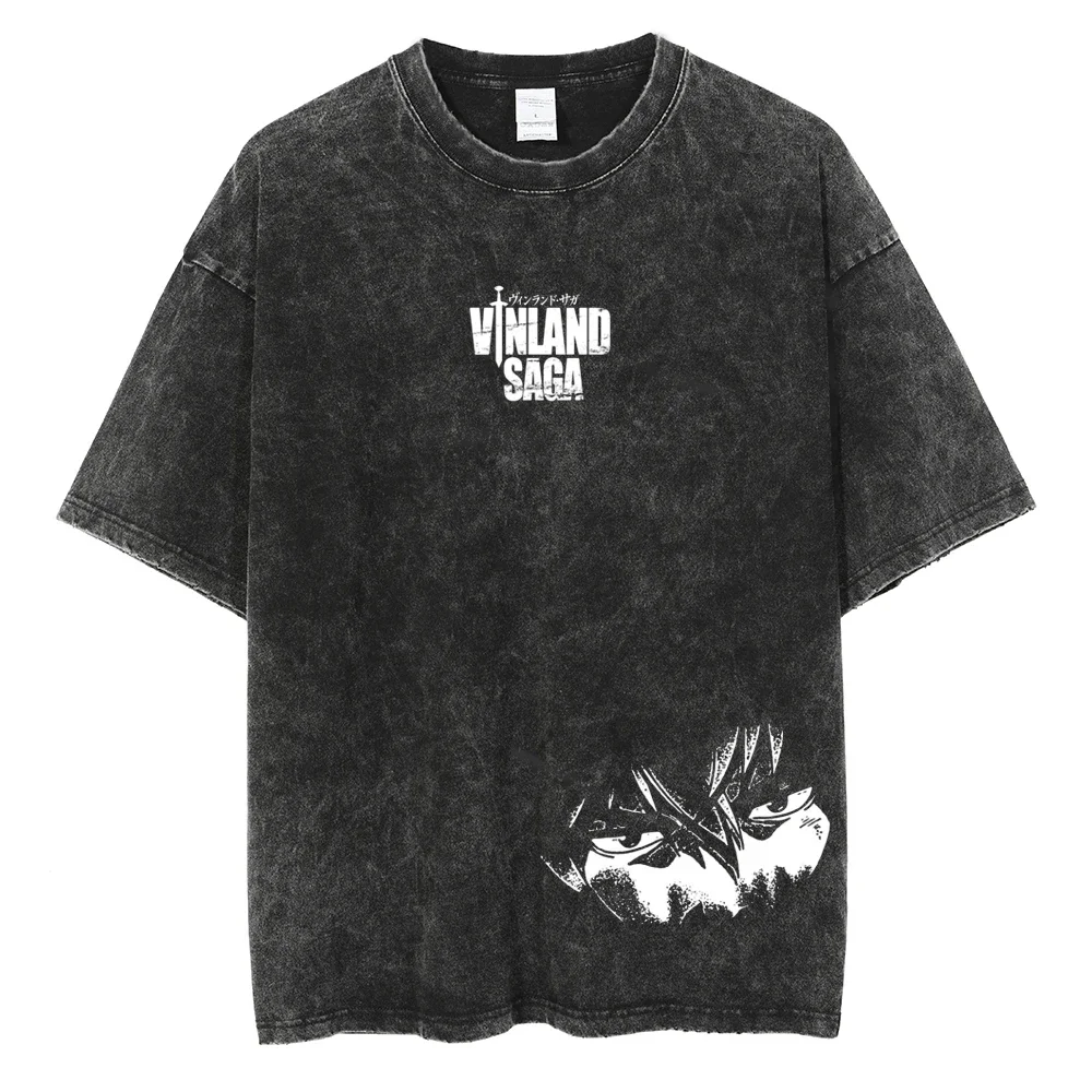 

Streetwear Anime Print Vintage T-shirt Men Fashion Harajuku High Quality Tshirt Summer Short Sleeve Cotton Washed Tee Unisex