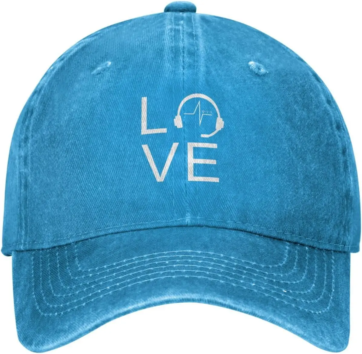 Headphone Love Beat Pulse Music Baseball Cap Washed Cotton Dad Hat for Unisex