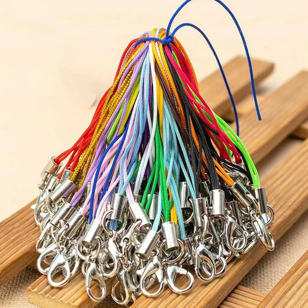 

50/100/200pcs Mix Color Polyester Lanyard Lobster Clasp Cords Charm Pendant Strap for Keychains Keyring DIY Jewelry Accessories