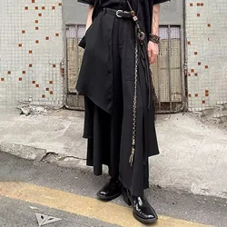 Y2k Dark Style Gothic Irregular Skirt Pants Genderless Streetwear Fashion Japanese Samurai Pants Hakama Men'S Clothing 2025 New