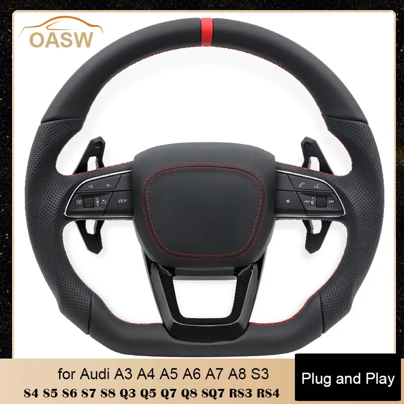 

Рулевое колесо в спортивном стиле с красной строчкой для Audi A3 A4 A5 A6 A7 A8 S3 S4 S5 S6 S7 S8 Q3 Q5 Q7 Q8 R8 RS RS3 RS4 RS5 RS6 RS7