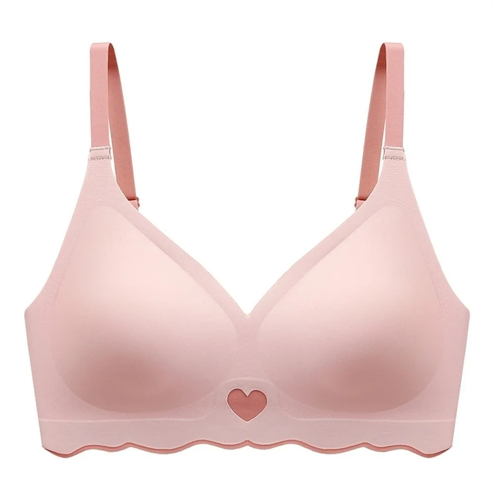 Heart Close-fitting Wireless Bra Push Up Gathered Breasts Seamless Bralette Lingerie Shockproof Sports Bra Girls Women