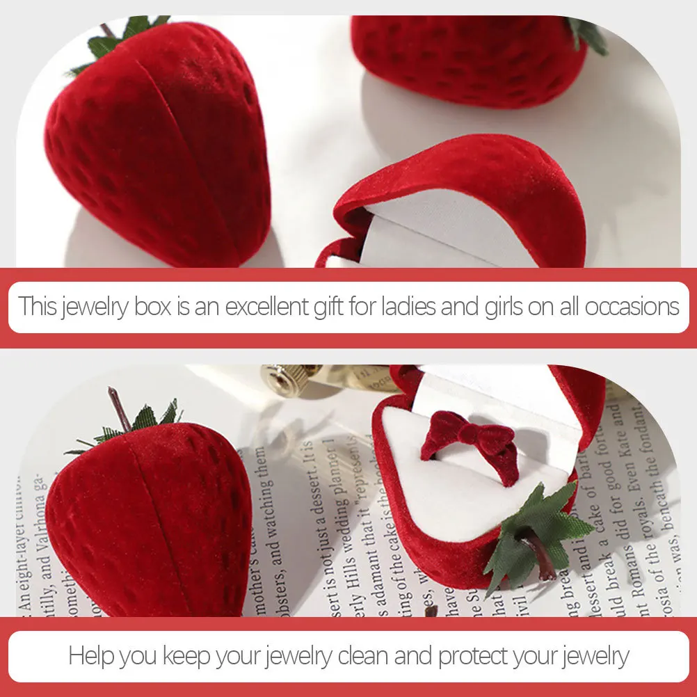 1Set Strawberry Holder Ring Box for Engagement Small Jewelry Display Case Strawberry Holder Ring Box Jewelry Display Case