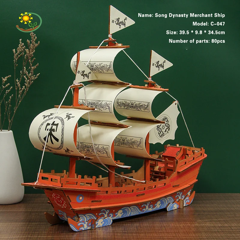 3D Wooden Ship Jigsaw Toys Learning Building Robot Model DIY Sailing Boat Plane Puzzle Aircraft Gift Kids Car Toy for Children