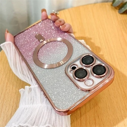 بريق لامعة حالات آيفون 17 الهواء 16 15 14 13 12 11 برو ماكس زائد Magsafe تصفيح لينة بلينغ غطاء شحن لاسلكي الساخن #4