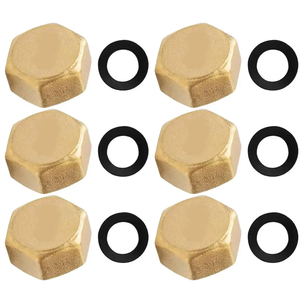 

6 Pcs Copper Female Assortment Thread Exhaust Pipe Cap Garden Hose End Brass Plugs Water Connection Accessories