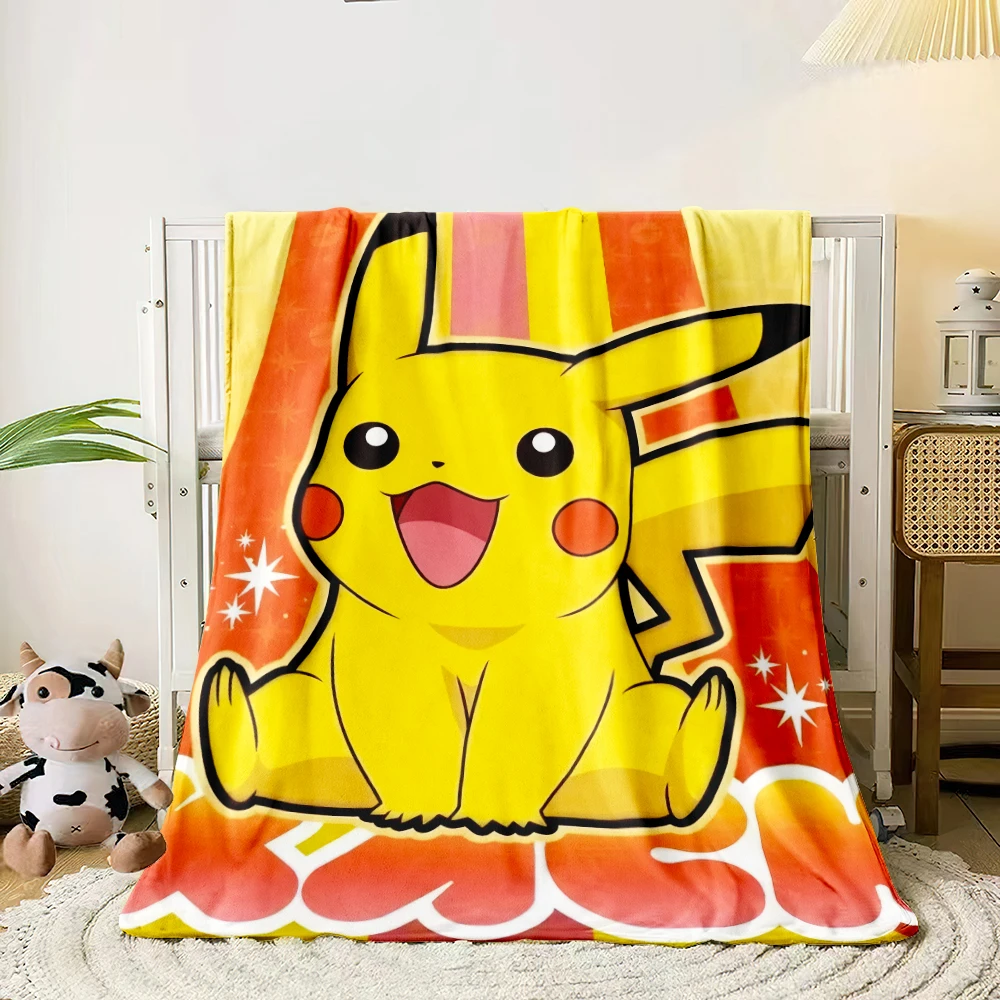 MINISO Pokémon Cartoon HD Print Blanket.Oversized Soft Warm Flannel All-season Blanket.Use Sofas,Picnic,office,Camping Blankets