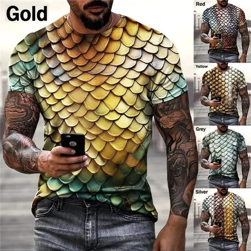 3d Printed Snakeskin Graphic T Shirt For Men Funny Personality Cool T-shirt Top Short Sleeve Plus Size Men\'s T Shirt Streetwear