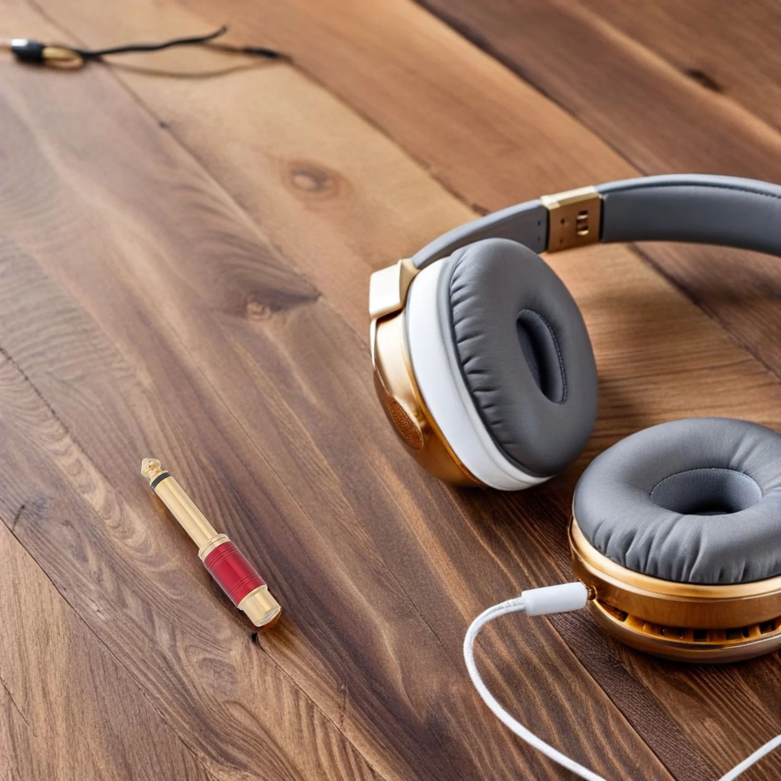 

2pcs Audio to 6.35mm Jack Red Gold Plated Male Female Connector AUX Headphone Adapter DJ Theater Sound