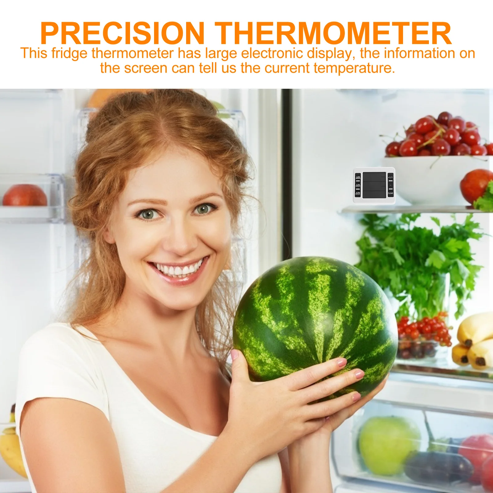 

Wireless Digital Refrigerator Thermometer White Indoor Console Dual Remote Sensors Monitor Indoor Outdoor Temperature Alarm
