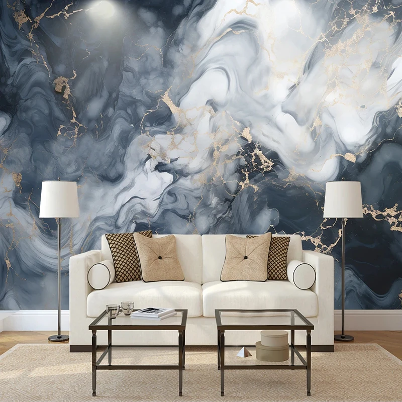 Custom Mural Wallpaper Black Gold European Black White Marble Background Wall Fresco Home Decor For Bedroom Sofa Study Sticker