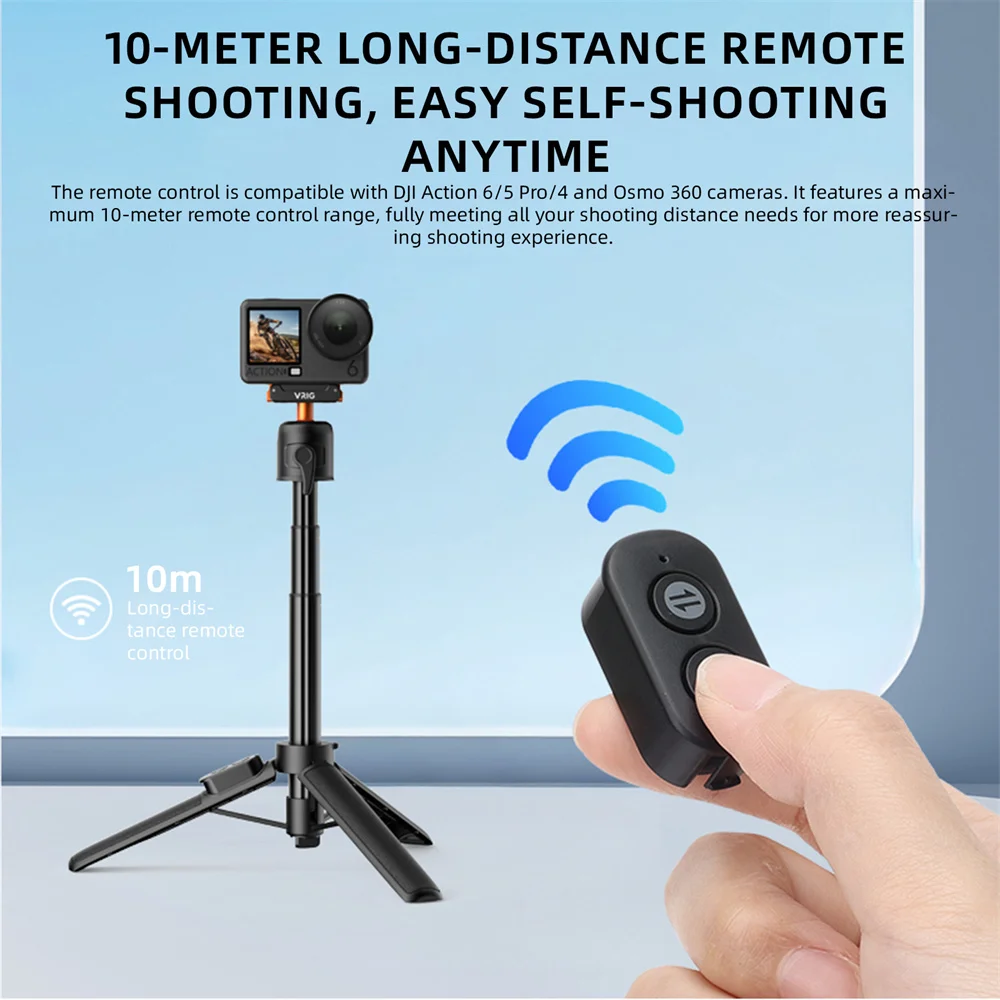 VRIG  Magnetic Selfie Stick Tripod for DJI Action 6 5pro 4 Mic Light Quick Release Tripod Stand w Remote+360 BallHead+ColdShoe