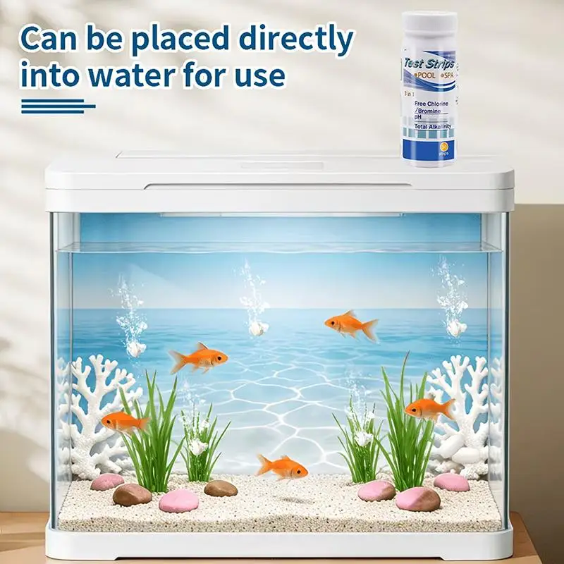 Aquarium-Wasserteststreifen, Wasserqualitäts-Testkit für Becken, SPA und Teich, pH-Wert, Alkalität und Härte Testpapier – Detail 7
