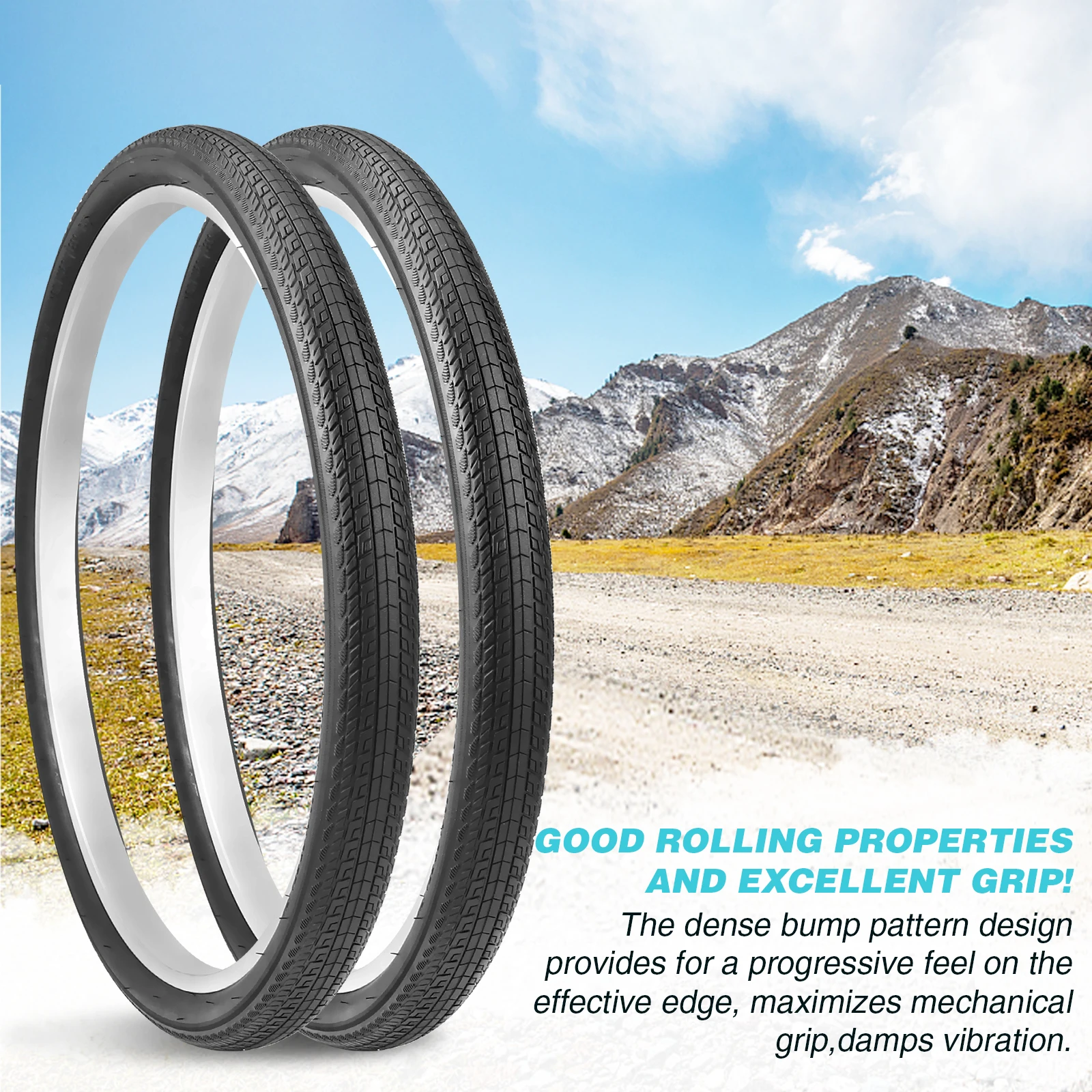 ZUKKA Bike Tire 20/24/26 x 1.75 inch Mountain Bike Tire with Bike Tire Lever Foldable Tire Replacement for Mountain Bike BMX