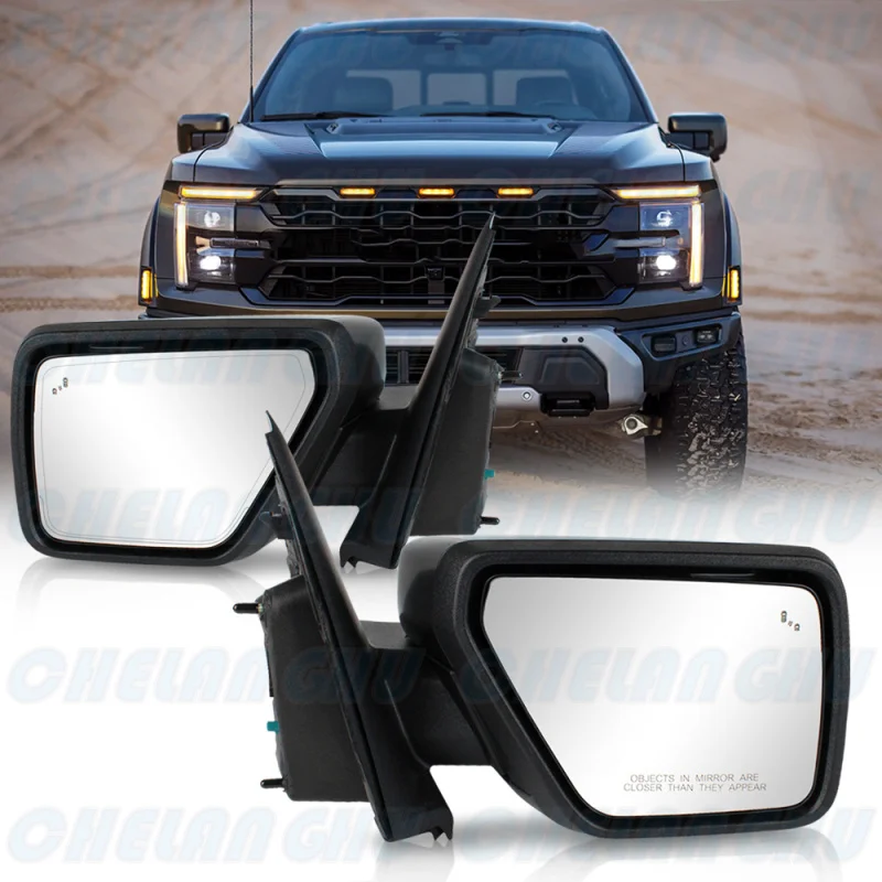 

For Ford F150 2021 2022 2023 2024 2025 1 Pair 19 Pin Metallic Grey Power Fold Camera Mirror Assembly With Temperature Sensor