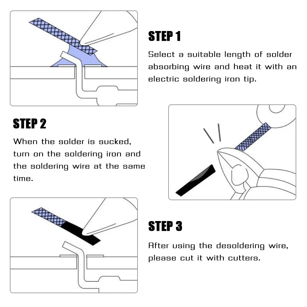 1.5-3.5mm Desoldering Mesh Braid Tape Copper Welding Point Solder Remover Wire Soldering Wick Tin Lead Cord Flux for Soldering