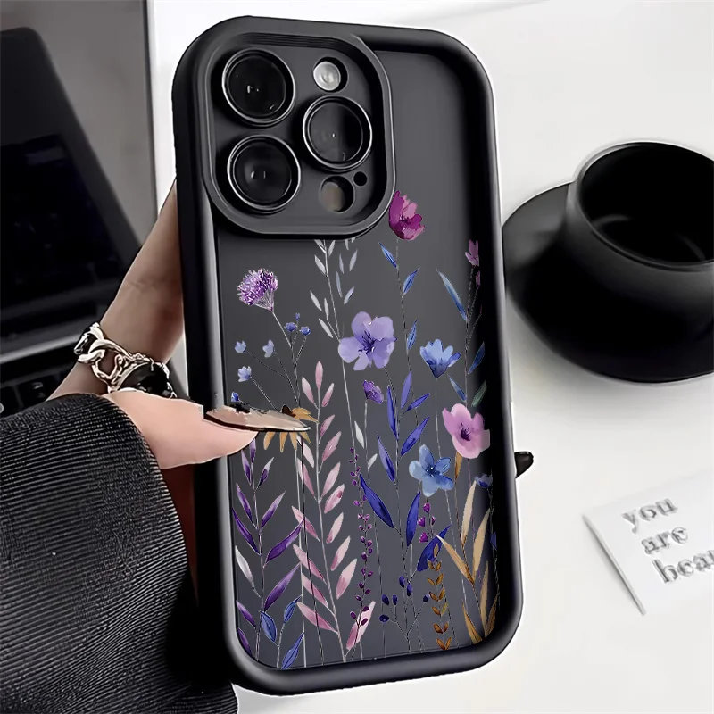 Flower Soft Silicone Phone Case For iPhone 15 14 Pro Max 13 12 16 11 Pro Max X XS XR 7 8 15 14 Plus SE 2020 Shockproof Cover