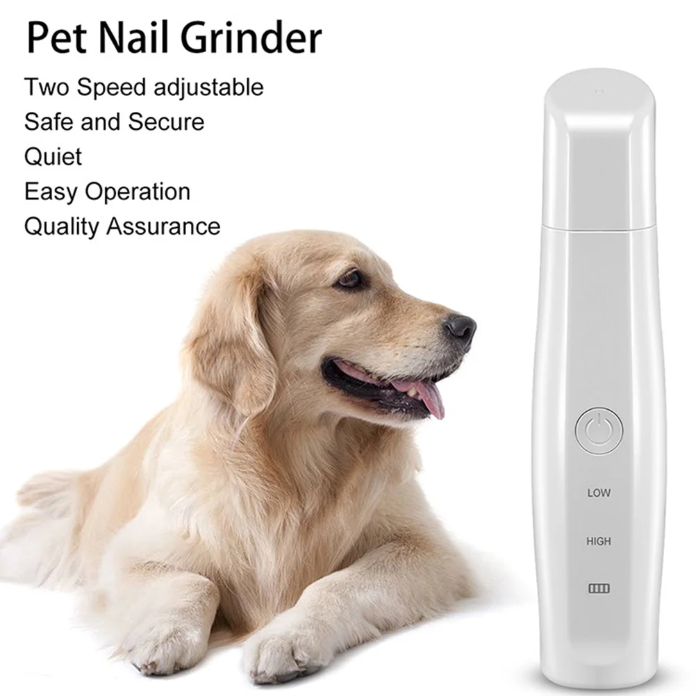 

Pet Nail Drill Grinder Electric Creamy White USB Powered Quiet Nail Trimmer Clipper for Dog Cat Grooming Electric Dog