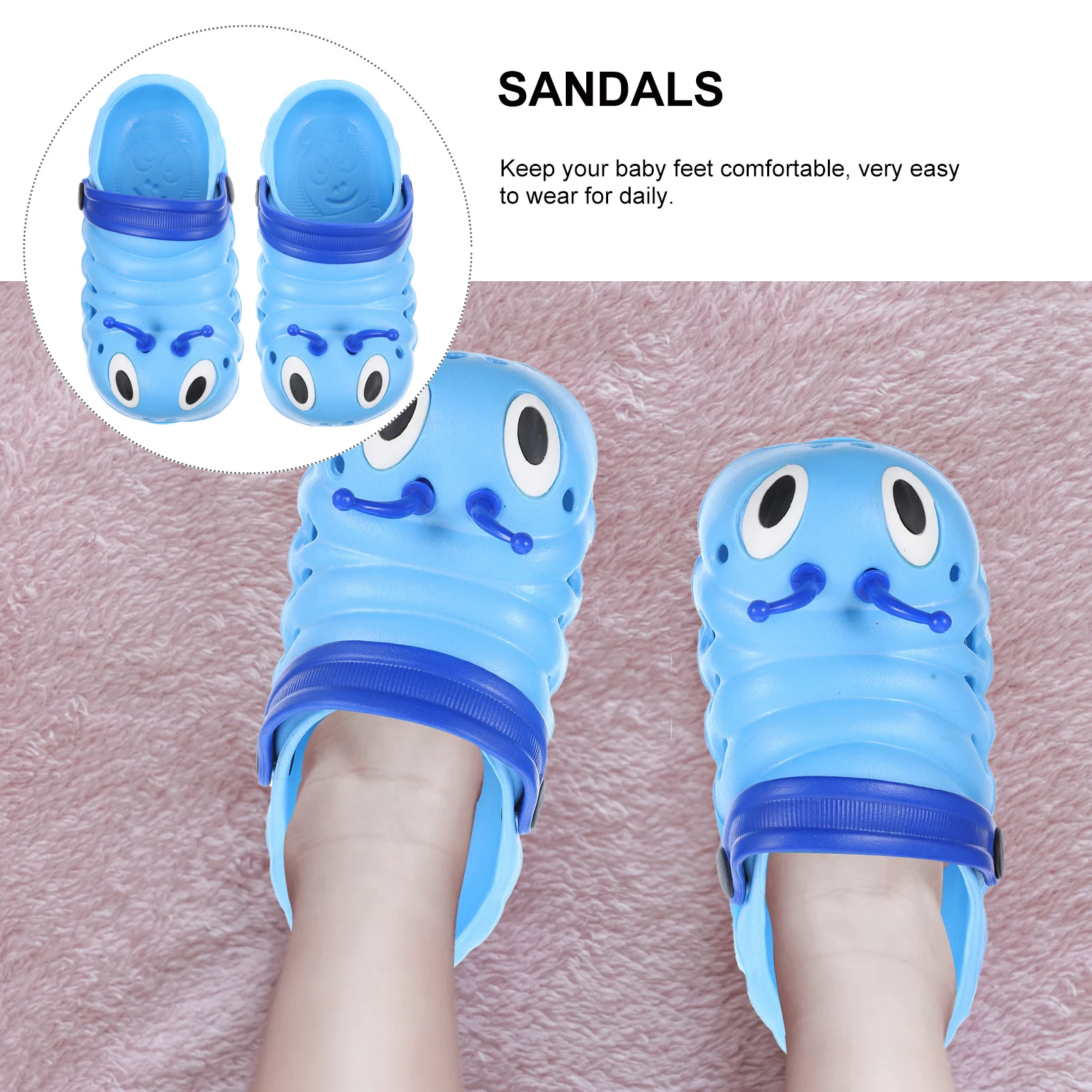 1 زوج صندل شاطئ الاطفال عدم الانزلاق شبشب صيفي للبنين بنات خفيفة الوزن تصميم مريح الأزرق حجم 27 طول 16 سنتيمتر