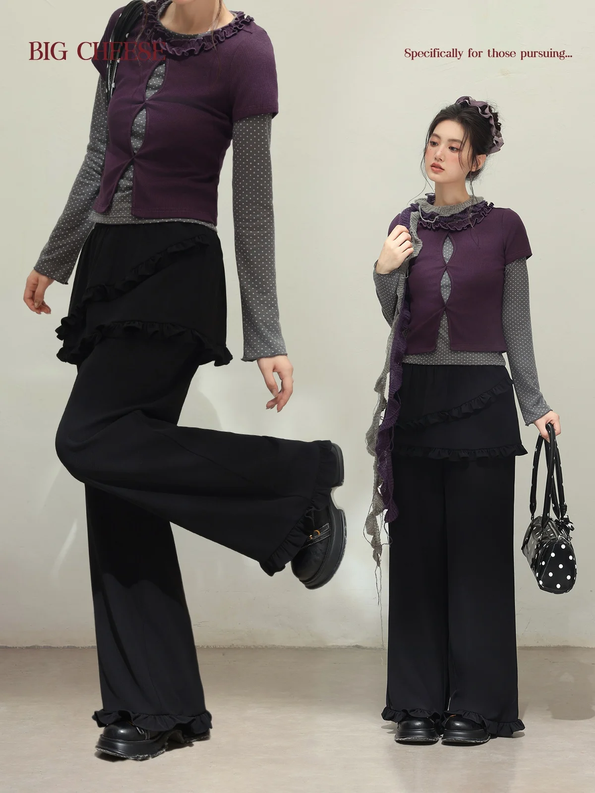 

Широкие брюки женские свободного кроя с высокой талией из полиэфирного волокна для осени и зимы, больших размеров, универсальные, стройнящие...