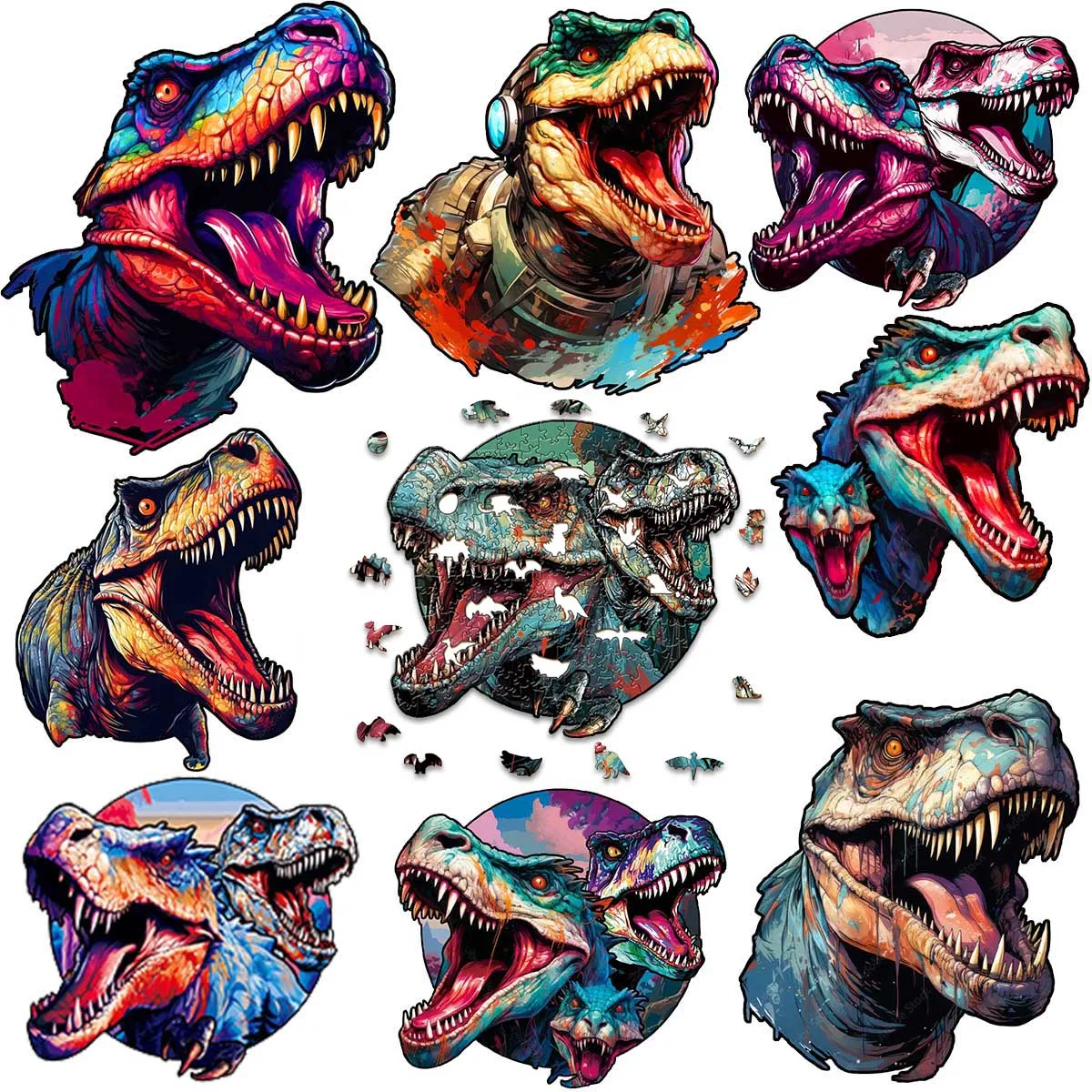 

Wooden Animal Jigsaw Puzzles Mysterious Dinosaur Puzzle Gift For Adults Kids Educational Puzzle Fabulous Interactive Game Toy