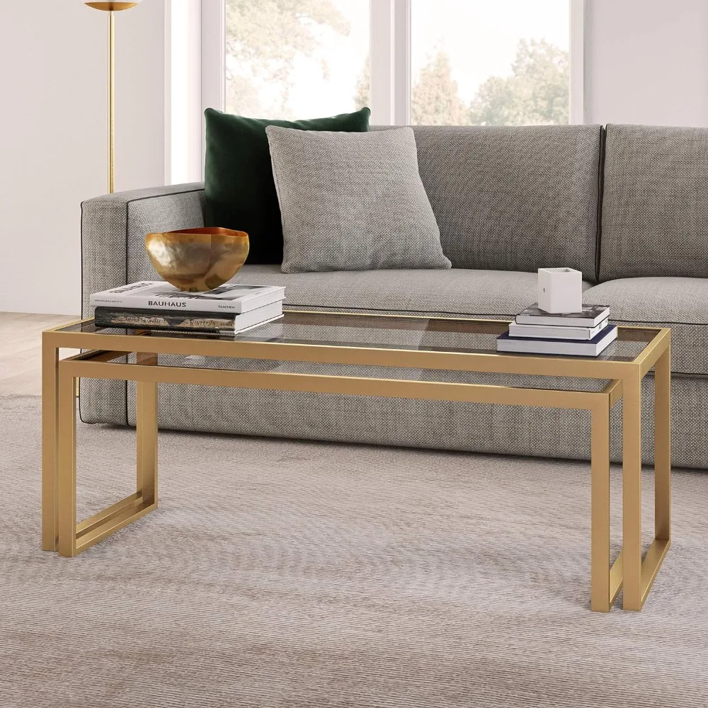 

Modern Coffee Tables for Living Room Center Table Salon Furniture Rectangular Nested Coffee Table in Brass Mesa Lateral Coffe