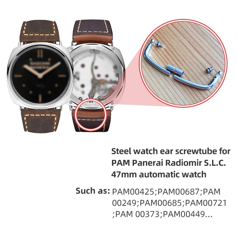 Strap Screw Lever Lug Fixing Bar Curving Watch Ear Screwtube for PAM Panerai Radiomir S.L.C. Special Edition 47mm Watch