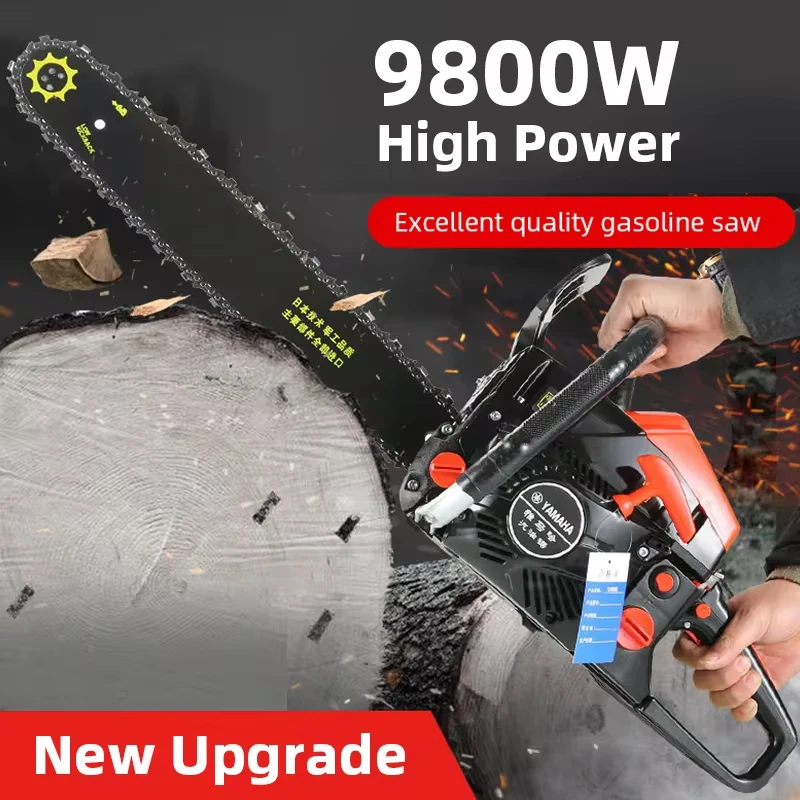 9800W High Power Chainsaw Professional Logging Saw 87CC 2-Stroke Petrol Gasoline Chain Saw Wood Cutter Tree Cutting Machine