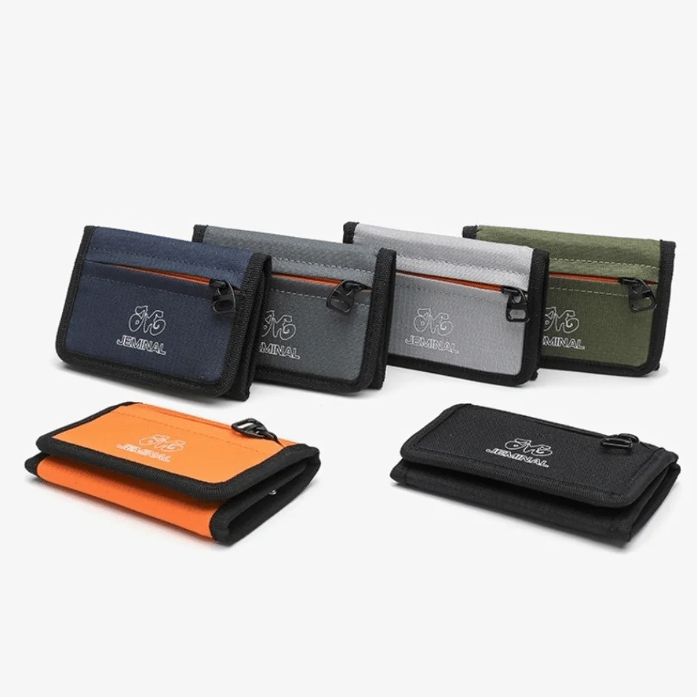 Casual Zipper Trifold Wallet Slim Canvas Travel Coin Purse Ultralight Wear-resistant Students ID Card Holder for Men Women