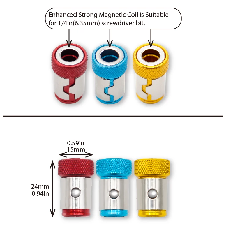 Universal 1/4 Inch Magnetic Screwdriver Head Bit Holder Color metal Magnetizer Steel Sleeve Power Tool Position Ring Accessory