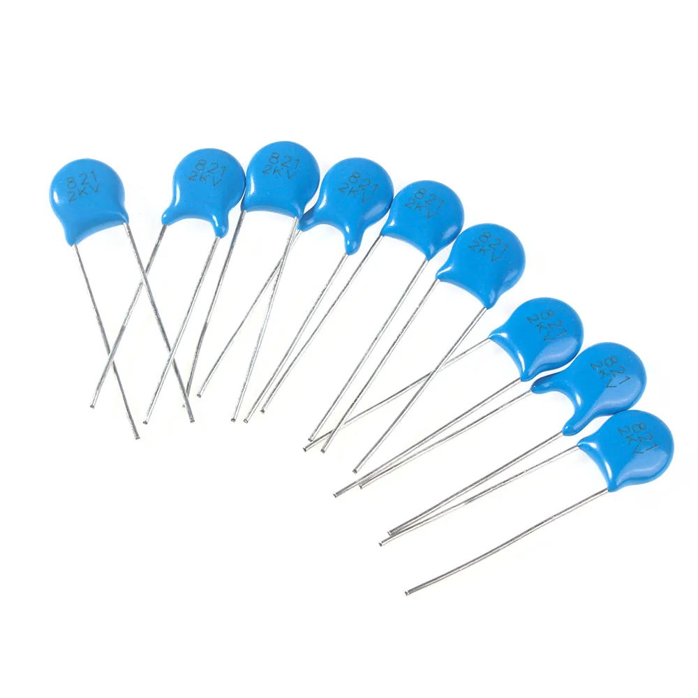 100pcs/lot 2KV High Voltage Ceramic Capacitor Assortment Kit 10 Types 102-821K 102K 221K 332K 471K 472K 561K 681K 821K