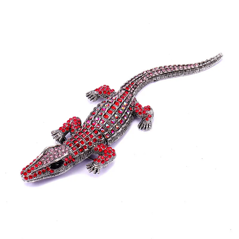 unisex cute cartoon rhinestones crocodile brooch fashion animal pins