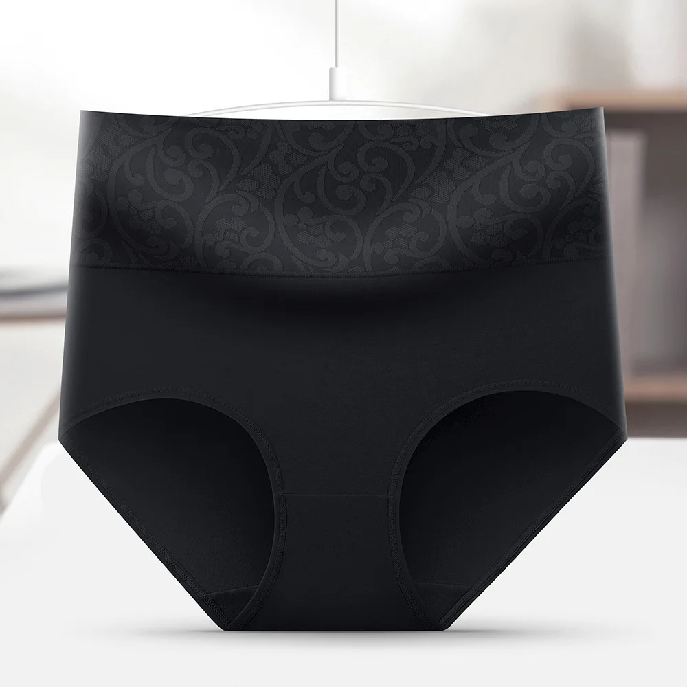 1pcs Cotton Brief Women Solid Panties Girl High Waist Comfort Underpant Lady Plus Size Underwear Female Jacquard Ventilate Panty - Image 6