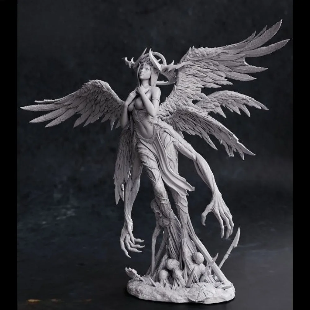 1PC Fallen Angel High-precision Split Parts Model of Dark Resin Unpainted Print of Angel Statue 3D Printed DIY Coloring Models