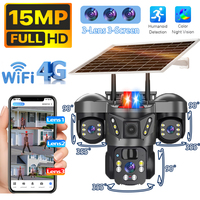 Solar Camera 4G Sim Outdoor Surveillance WiFi 3-Lens 3-Picture Color Night Vision PIR Security IP66 CCTV Wireless IP Cameras