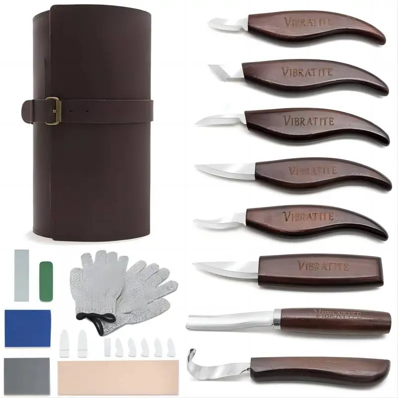 Kit d'outils de menuiserie en bois pour débutant, ensemble de couteaux de menuiserie manuelle, cuillère de menuiserie, pour le travail de calcul, bricolage, 15 pièces